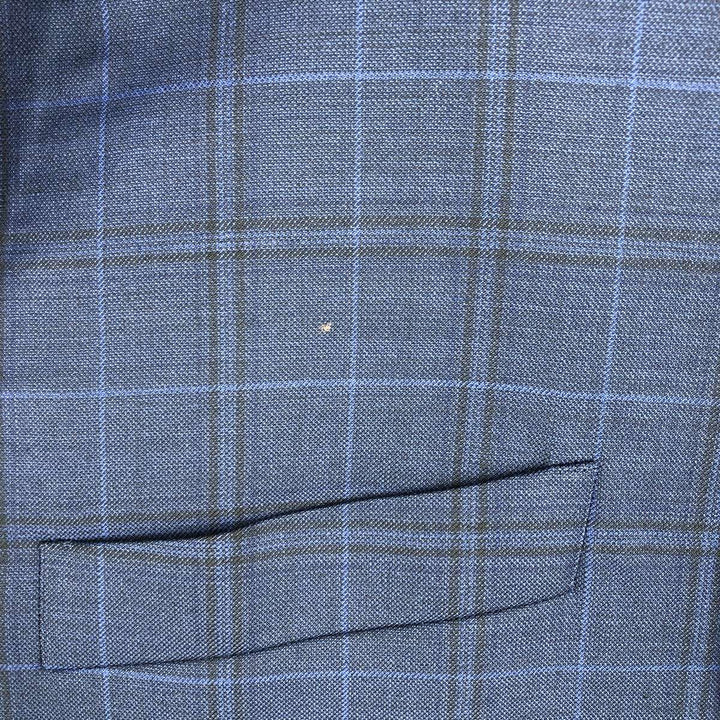 Pierre Cardin SLIM FIT Check Pattern Wool Tailored Jacket (Men's Size L equivalent) wool navy blue type Vintage Second Hand