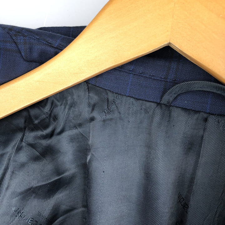 Pierre Cardin SLIM FIT Check Pattern Wool Tailored Jacket (Men's Size L equivalent) wool navy blue type Vintage Second Hand