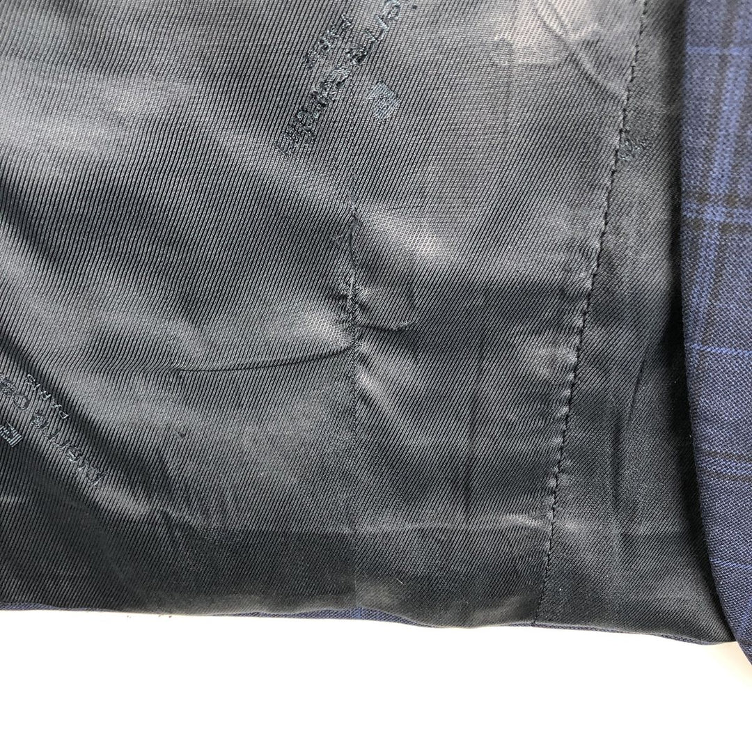 Pierre Cardin SLIM FIT Check Pattern Wool Tailored Jacket (Men's Size L equivalent) wool navy blue type Vintage Second Hand
