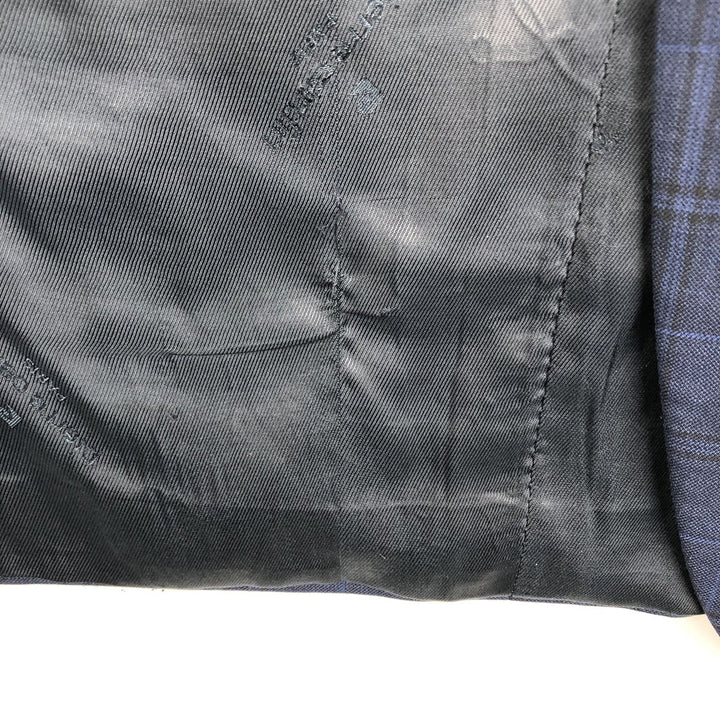 Pierre Cardin SLIM FIT Check Pattern Wool Tailored Jacket (Men's Size L equivalent) wool navy blue type Vintage Second Hand