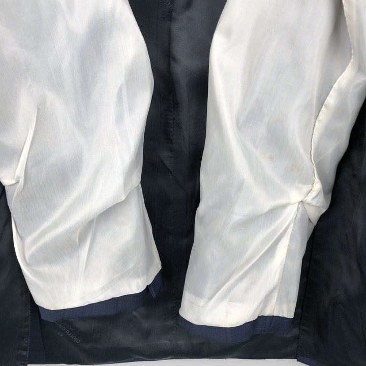 Pierre Cardin SLIM FIT Check Pattern Wool Tailored Jacket (Men's Size L equivalent) wool navy blue type Vintage Second Hand