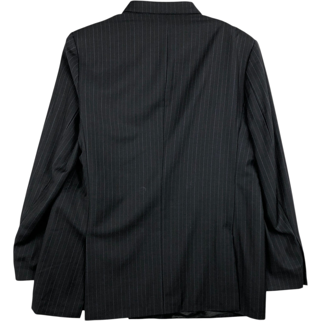 Ermenegildo Zegna Stripe Pattern Double-Breasted Peaked Lapel Wool Tailored Jacket, Men's Size L (approx.) wool black type Vintage Second Hand