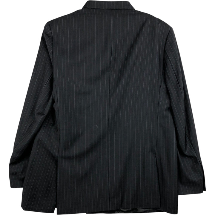 Ermenegildo Zegna Stripe Pattern Double-Breasted Peaked Lapel Wool Tailored Jacket, Men's Size L (approx.) wool black type Vintage Second Hand