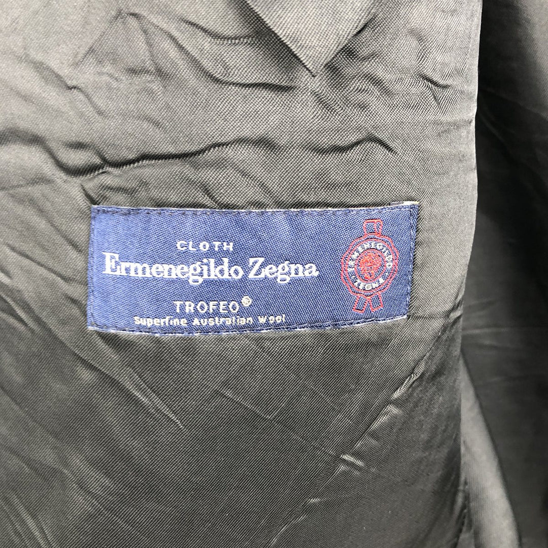 Ermenegildo Zegna Stripe Pattern Double-Breasted Peaked Lapel Wool Tailored Jacket, Men's Size L (approx.) wool black type Vintage Second Hand