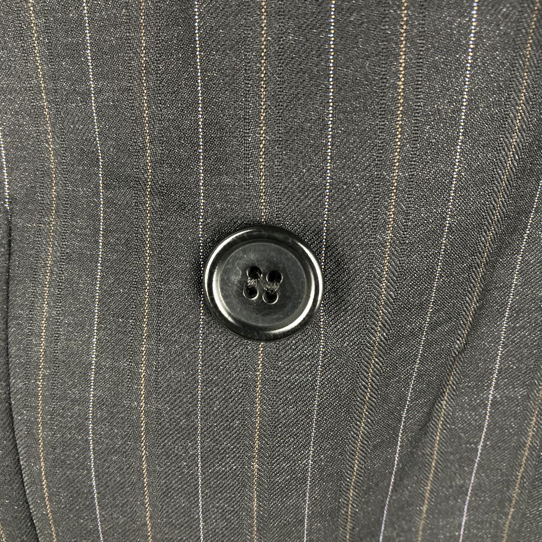 Ermenegildo Zegna Stripe Pattern Double-Breasted Peaked Lapel Wool Tailored Jacket, Men's Size L (approx.) wool black type Vintage Second Hand