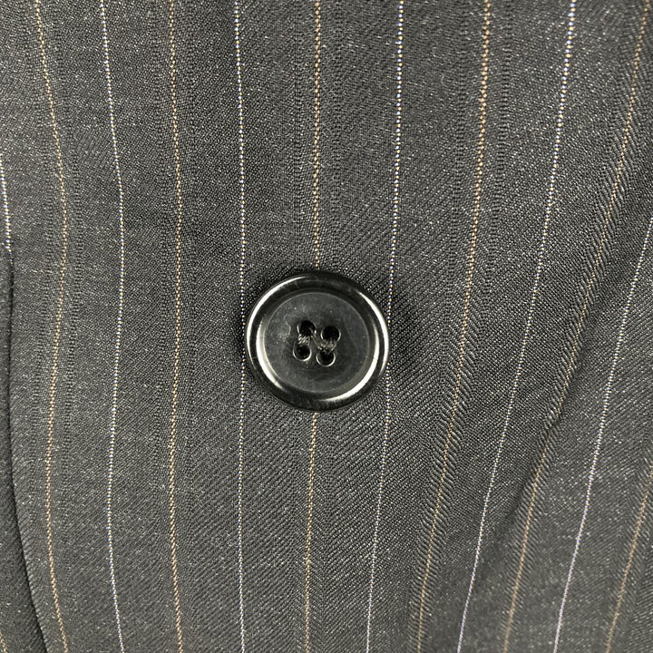 Ermenegildo Zegna Stripe Pattern Double-Breasted Peaked Lapel Wool Tailored Jacket, Men's Size L (approx.) wool black type Vintage Second Hand