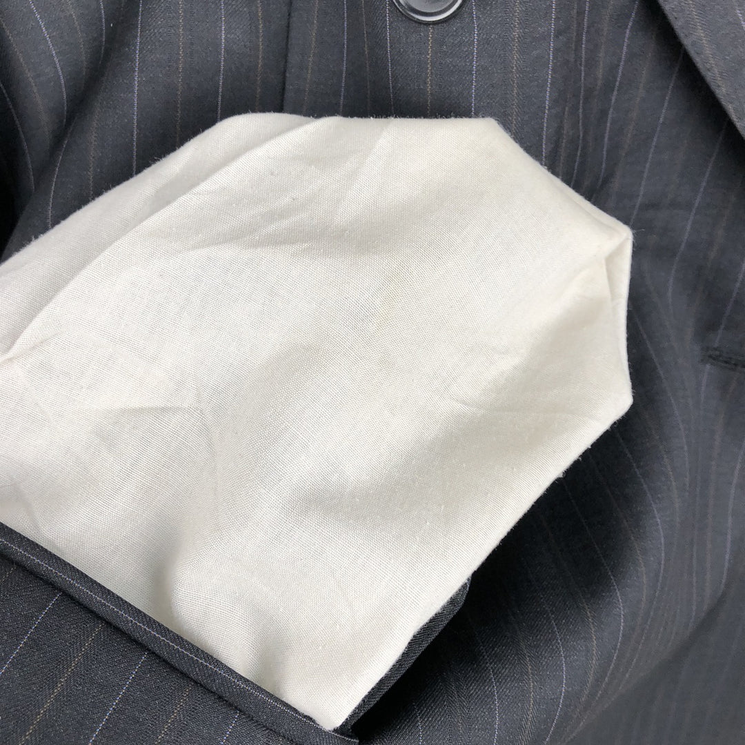 Ermenegildo Zegna Stripe Pattern Double-Breasted Peaked Lapel Wool Tailored Jacket, Men's Size L (approx.) wool black type Vintage Second Hand