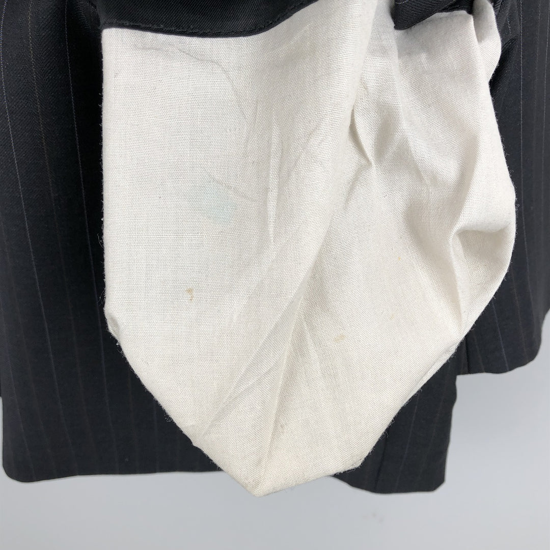 Ermenegildo Zegna Stripe Pattern Double-Breasted Peaked Lapel Wool Tailored Jacket, Men's Size L (approx.) wool black type Vintage Second Hand