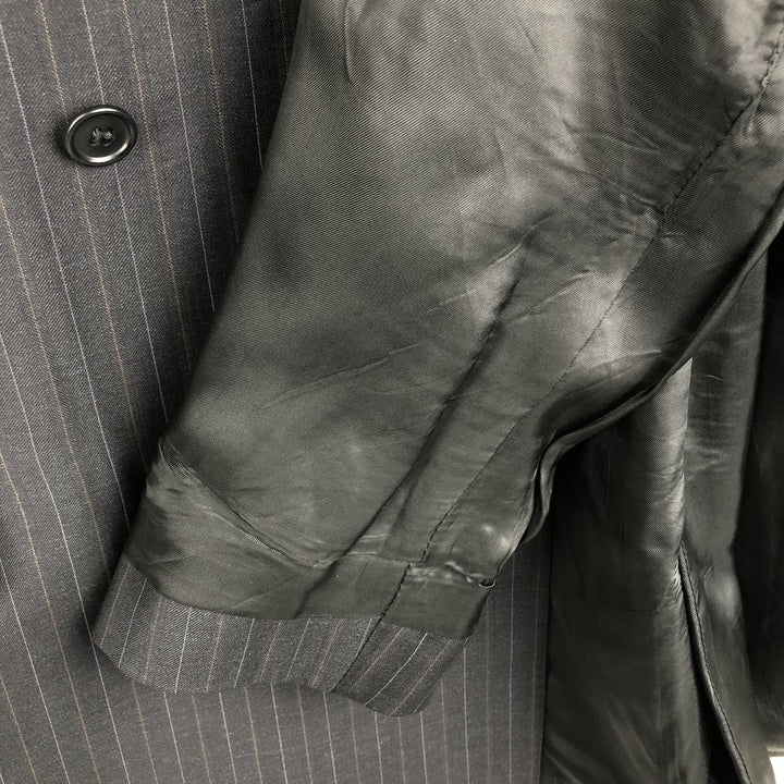 Ermenegildo Zegna Stripe Pattern Double-Breasted Peaked Lapel Wool Tailored Jacket, Men's Size L (approx.) wool black type Vintage Second Hand