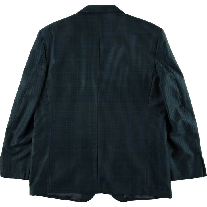 WALES Check Pattern Wool Tailored Jacket, Made in Italy, Men's Size L (approx.) wool green type Vintage Second Hand