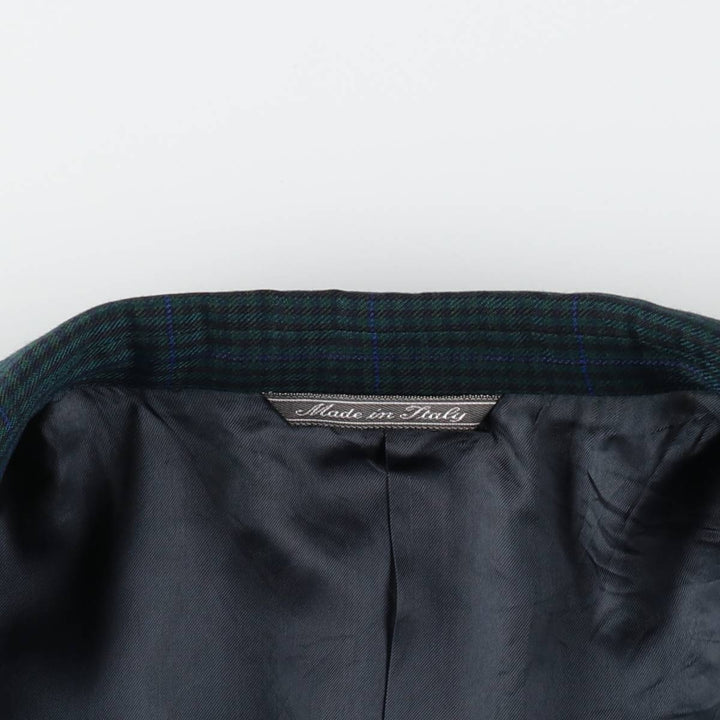 WALES Check Pattern Wool Tailored Jacket, Made in Italy, Men's Size L (approx.) wool green type Vintage Second Hand