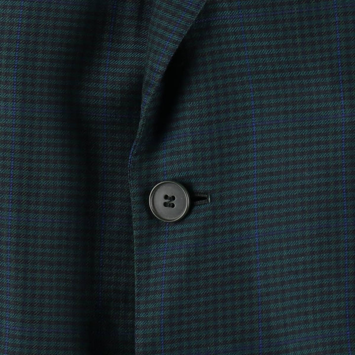 WALES Check Pattern Wool Tailored Jacket, Made in Italy, Men's Size L (approx.) wool green type Vintage Second Hand