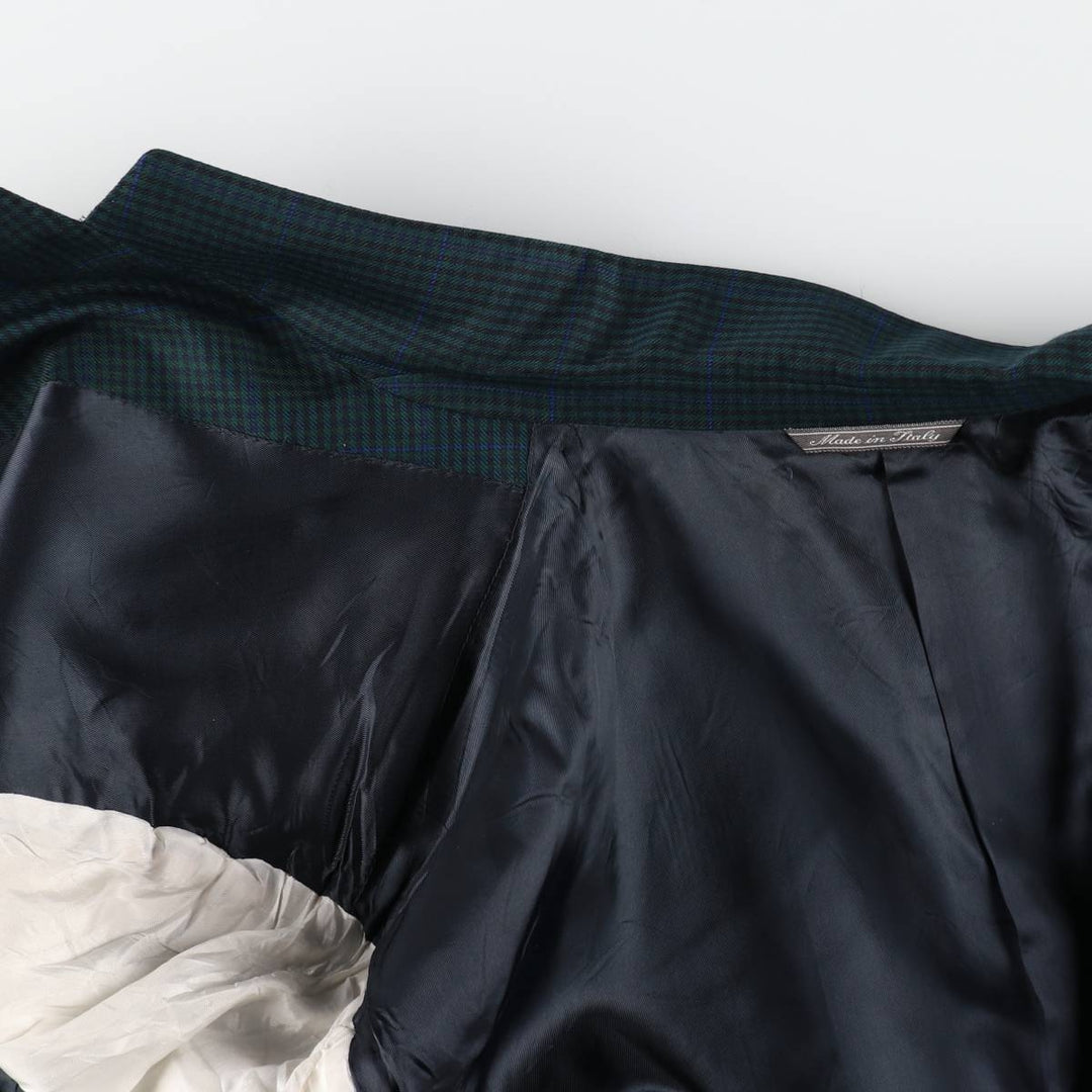 WALES Check Pattern Wool Tailored Jacket, Made in Italy, Men's Size L (approx.) wool green type Vintage Second Hand