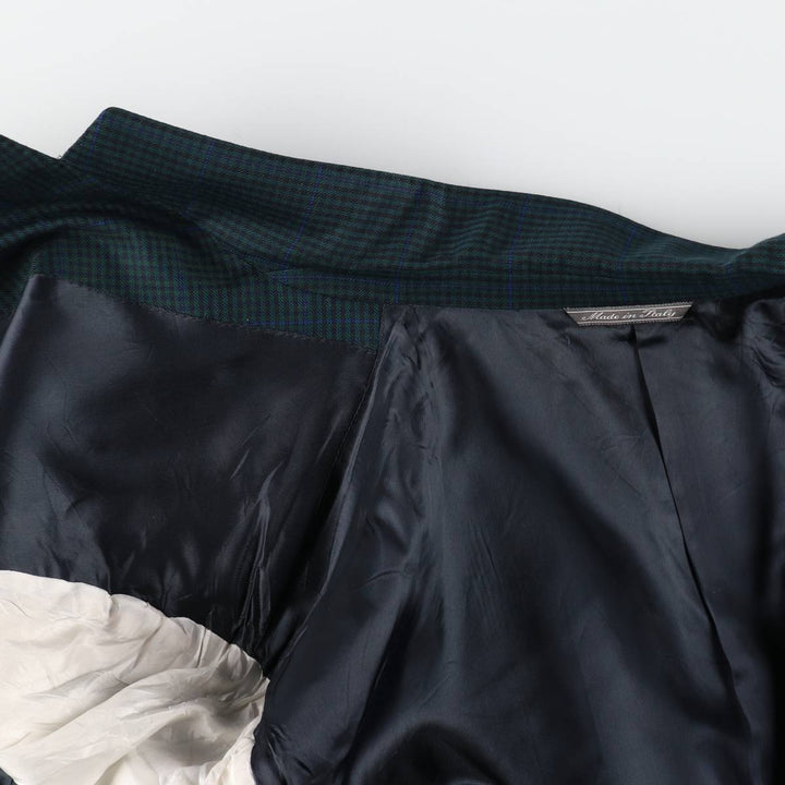 WALES Check Pattern Wool Tailored Jacket, Made in Italy, Men's Size L (approx.) wool green type Vintage Second Hand
