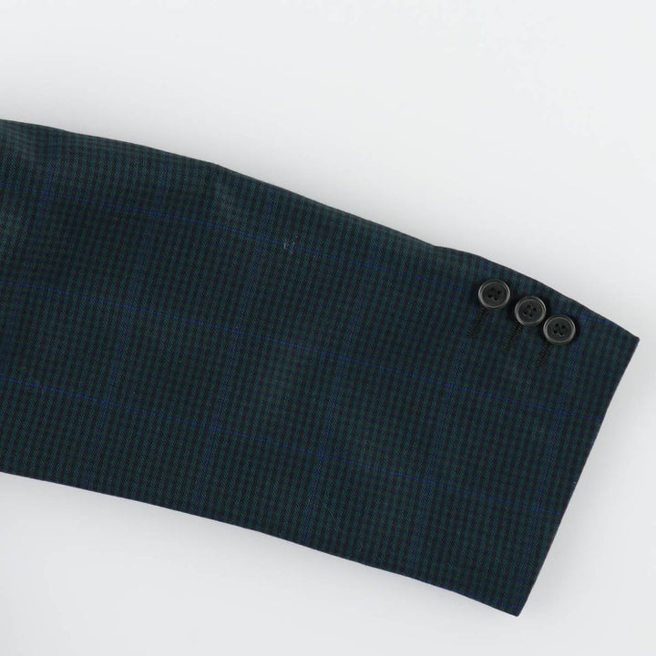 WALES Check Pattern Wool Tailored Jacket, Made in Italy, Men's Size L (approx.) wool green type Vintage Second Hand