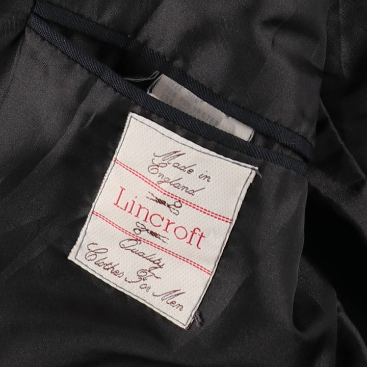 Lincroft Peak Lapel Double-Breasted Blazer Tailored Jacket, Made in England, Men's Size M (approx.) polyester navy blue type Vintage Second Hand