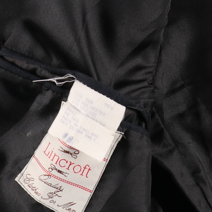Lincroft Peak Lapel Double-Breasted Blazer Tailored Jacket, Made in England, Men's Size M (approx.) polyester navy blue type Vintage Second Hand