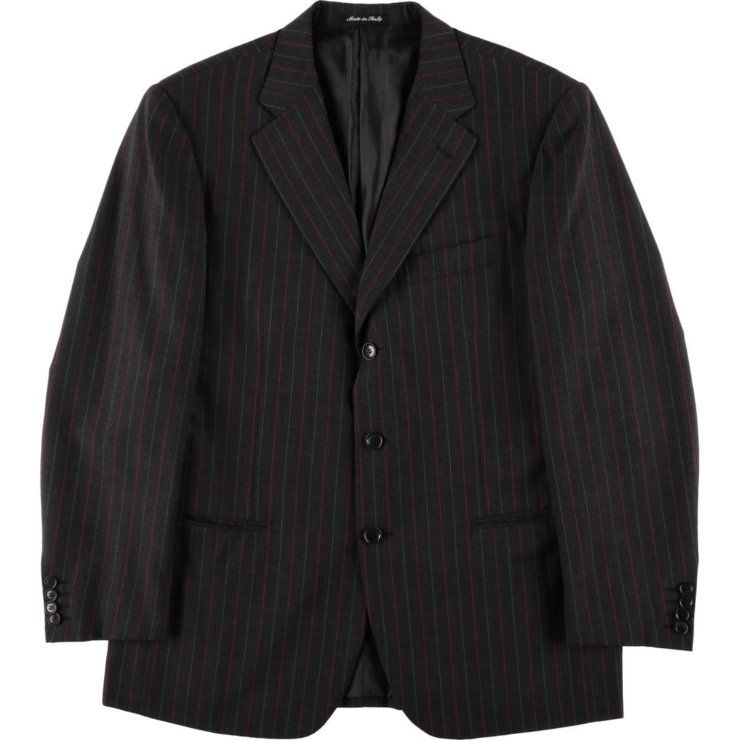 PAL ZILERI Stripe Pattern Wool Tailored Jacket, Made in Italy, Men's Size M (approx.) wool Charcoal Vintage Second Hand