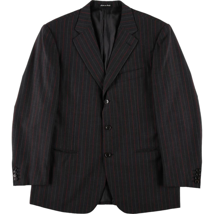 PAL ZILERI Stripe Pattern Wool Tailored Jacket, Made in Italy, Men's Size M (approx.) wool Charcoal Vintage Second Hand