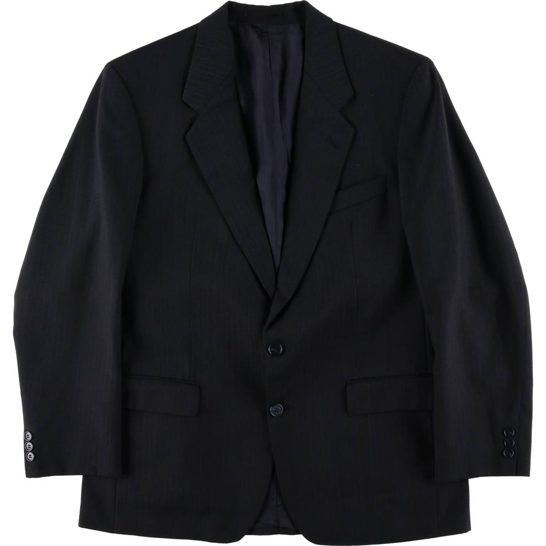 St. Michael MARKS and SPENCER Striped Polyester and Wool Tailored Jacket, Made in the UK, Men's Size M polyester navy blue type Vintage Second Hand