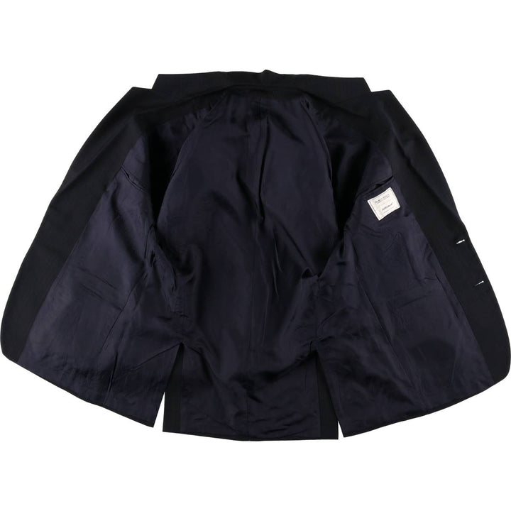 St. Michael MARKS and SPENCER Striped Polyester and Wool Tailored Jacket, Made in the UK, Men's Size M polyester navy blue type Vintage Second Hand