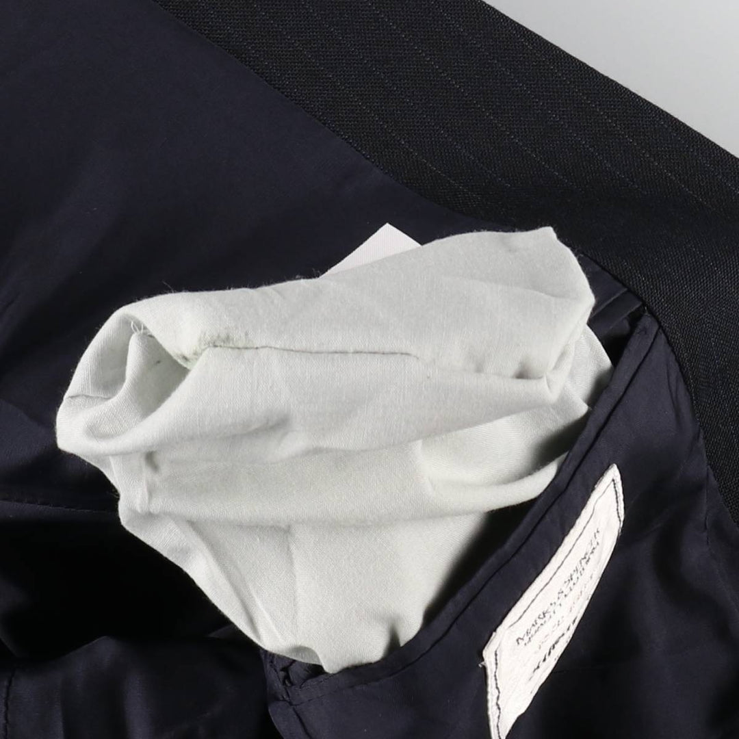 St. Michael MARKS and SPENCER Striped Polyester and Wool Tailored Jacket, Made in the UK, Men's Size M polyester navy blue type Vintage Second Hand