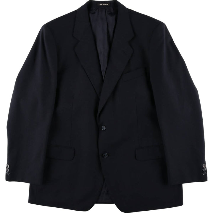 St.Michael Poly/Wool Tailored Jacket, Made in England, Men's Size L (approx.) polyester navy blue type Vintage Second Hand