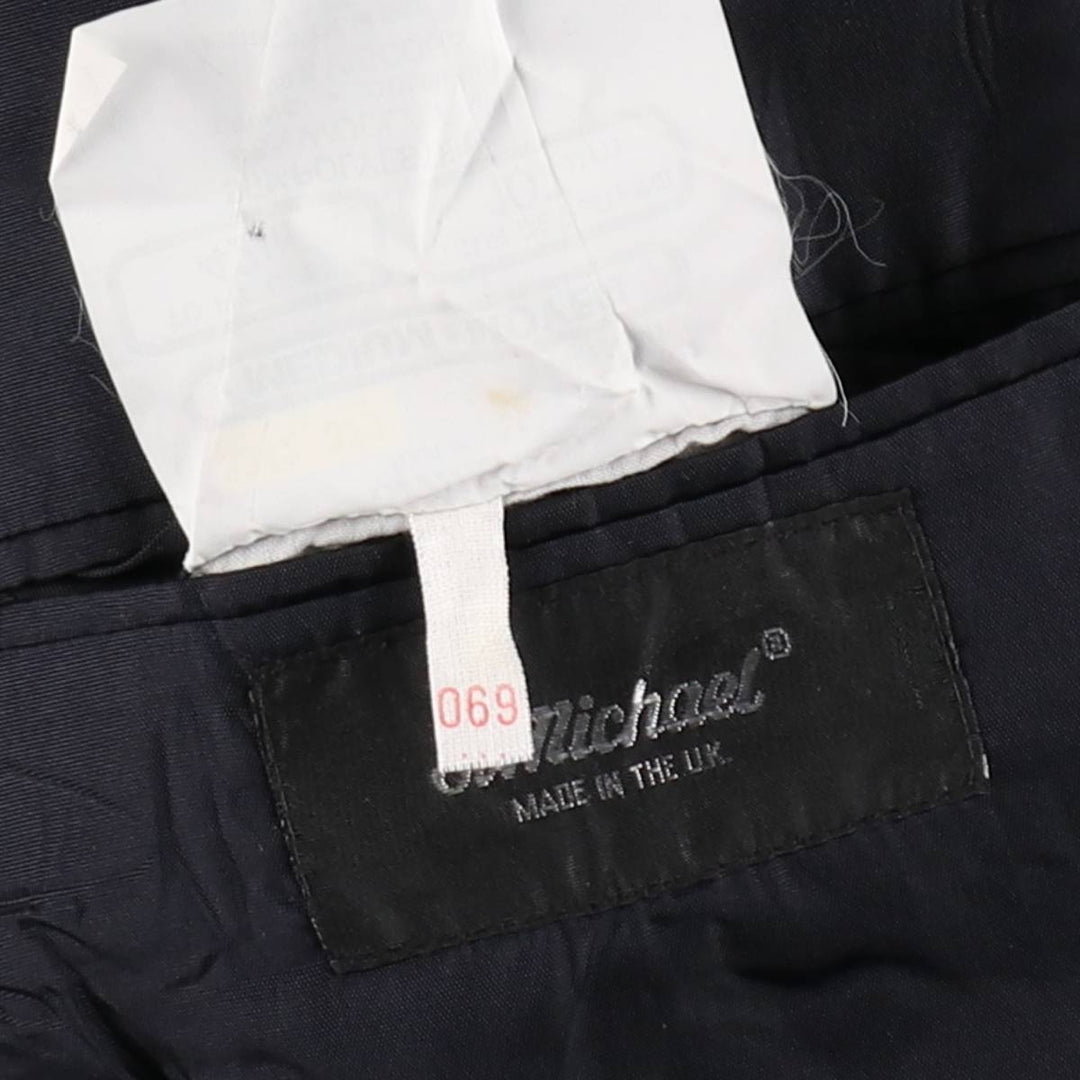 St.Michael Poly/Wool Tailored Jacket, Made in England, Men's Size L (approx.) polyester navy blue type Vintage Second Hand