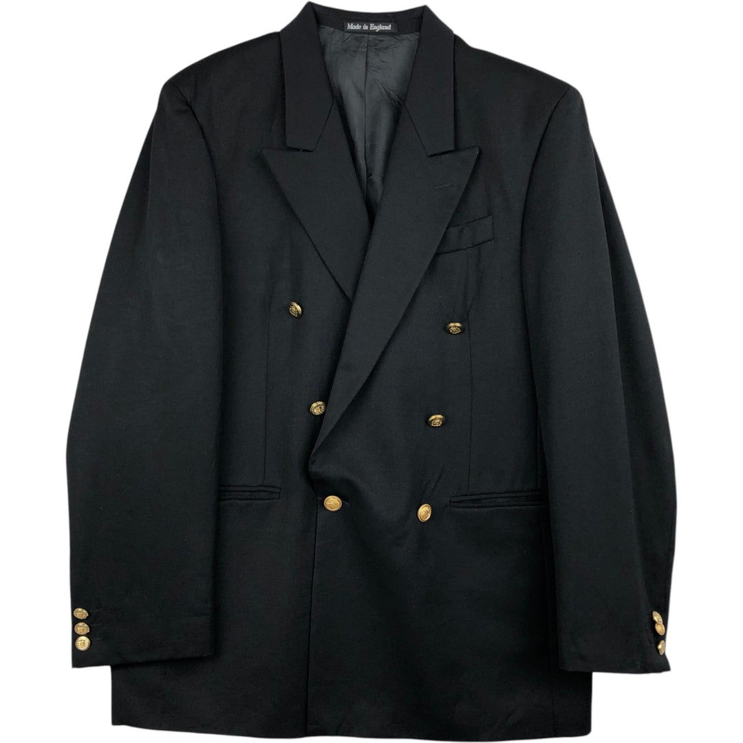 JGChappell Double-breasted peaked lapel navy blazer tailored jacket, made in England, men's size M equivalent. unclear navy blue type Vintage Second Hand