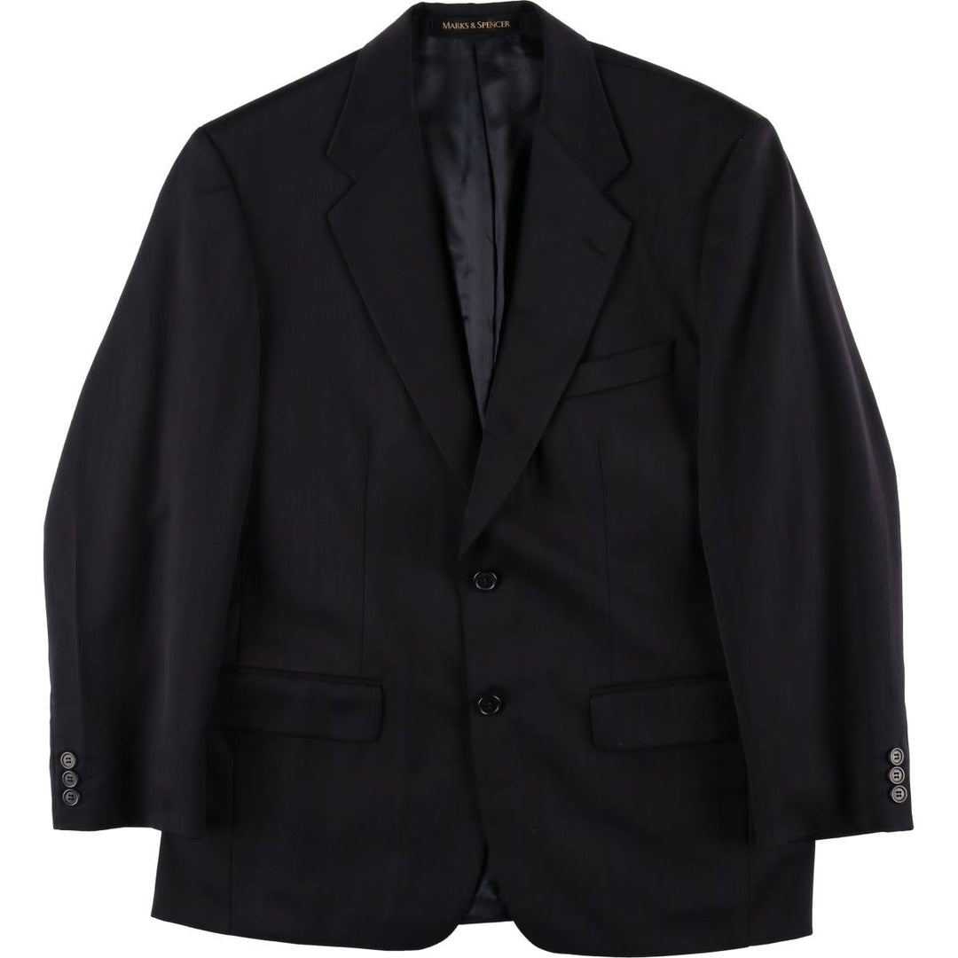 St. Michael MARKS and SPENCER Striped Polyester and Wool Tailored Jacket, Made in the UK, Men's Size M polyester navy blue type Vintage Second Hand