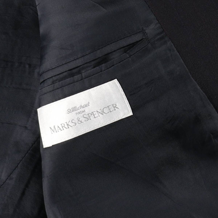 St. Michael MARKS and SPENCER Striped Polyester and Wool Tailored Jacket, Made in the UK, Men's Size M polyester navy blue type Vintage Second Hand