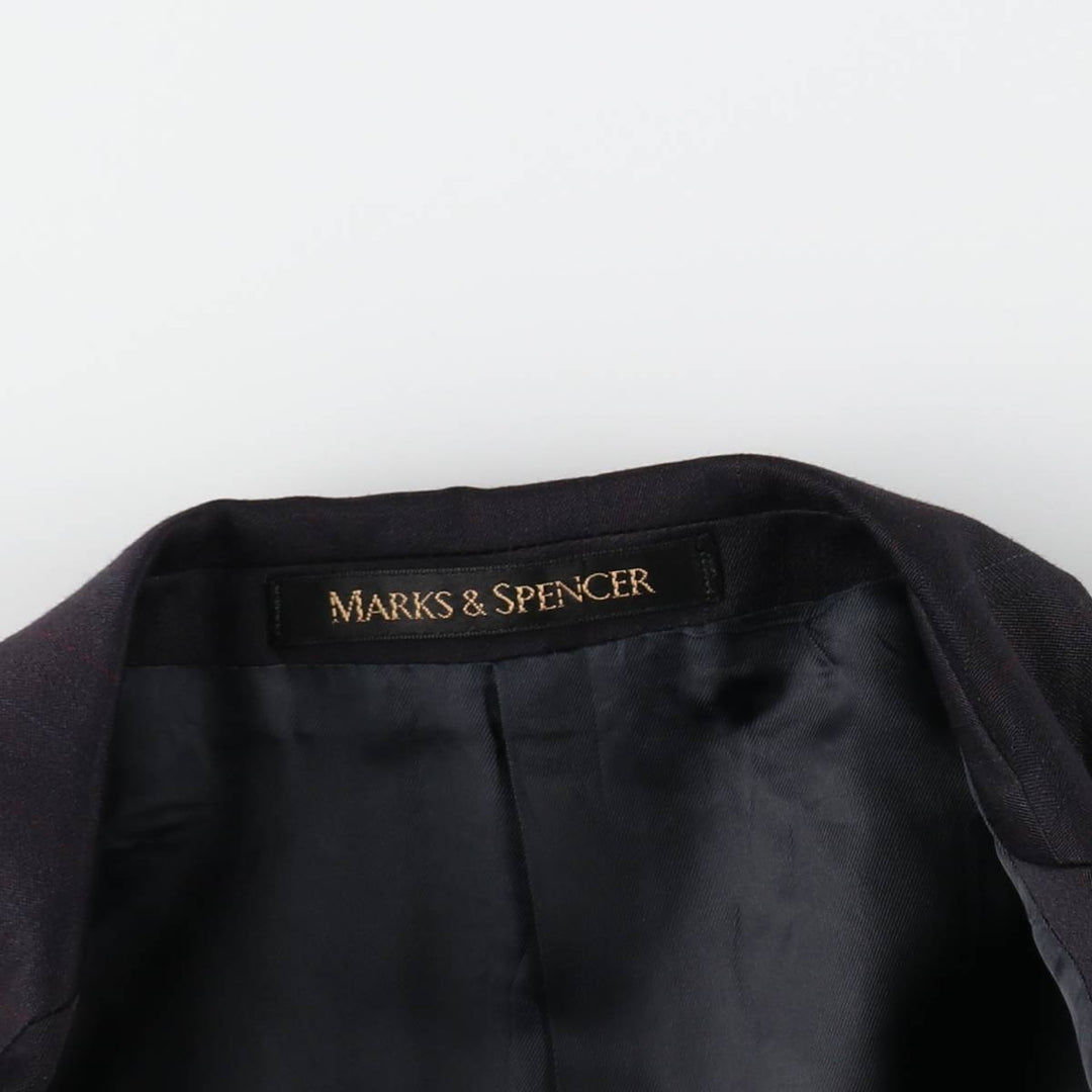 St. Michael MARKS and SPENCER Striped Polyester and Wool Tailored Jacket, Made in the UK, Men's Size M polyester navy blue type Vintage Second Hand