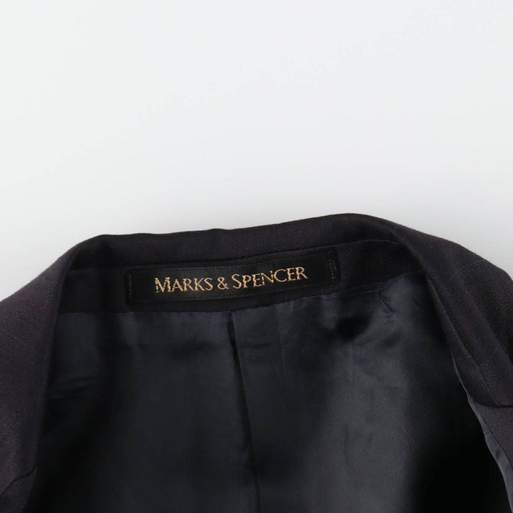 St. Michael MARKS and SPENCER Striped Polyester and Wool Tailored Jacket, Made in the UK, Men's Size M polyester navy blue type Vintage Second Hand