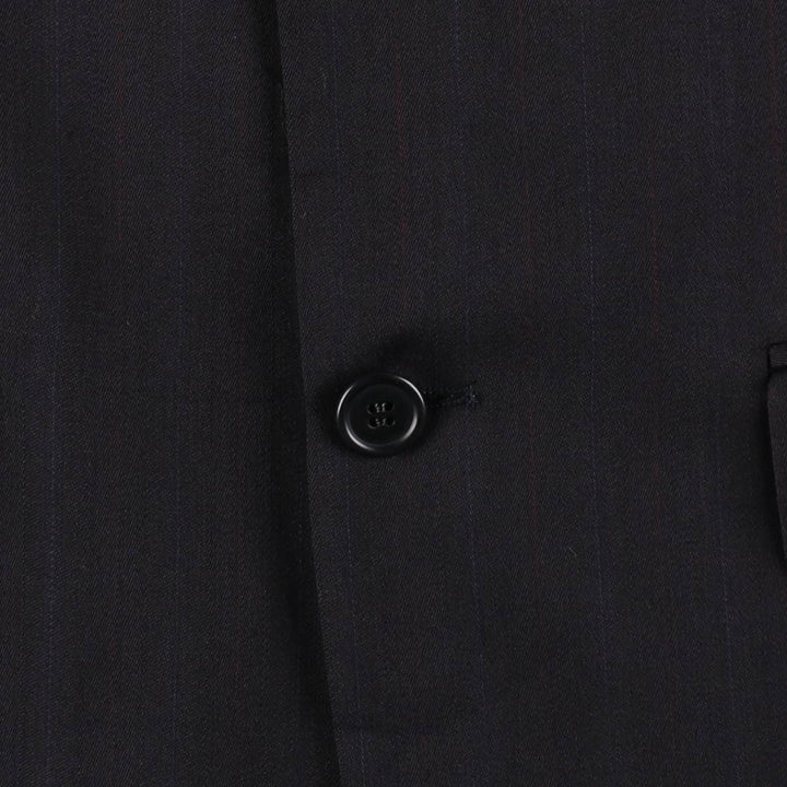 St. Michael MARKS and SPENCER Striped Polyester and Wool Tailored Jacket, Made in the UK, Men's Size M polyester navy blue type Vintage Second Hand