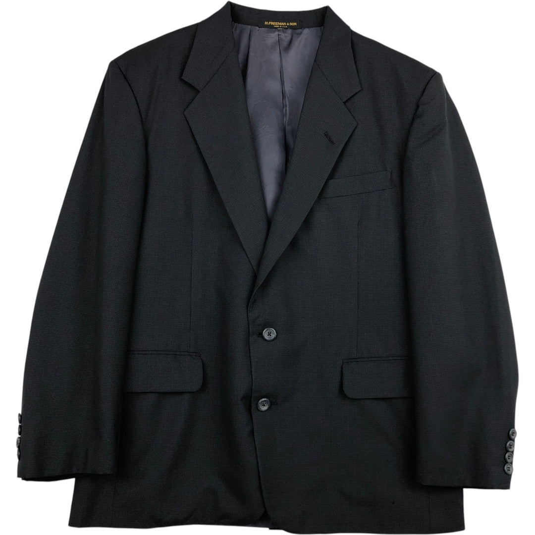 Nordstrom Check Pattern Wool Tailored Jacket, Made in USA, Men's Size L (approx.) wool Charcoal Vintage Second Hand