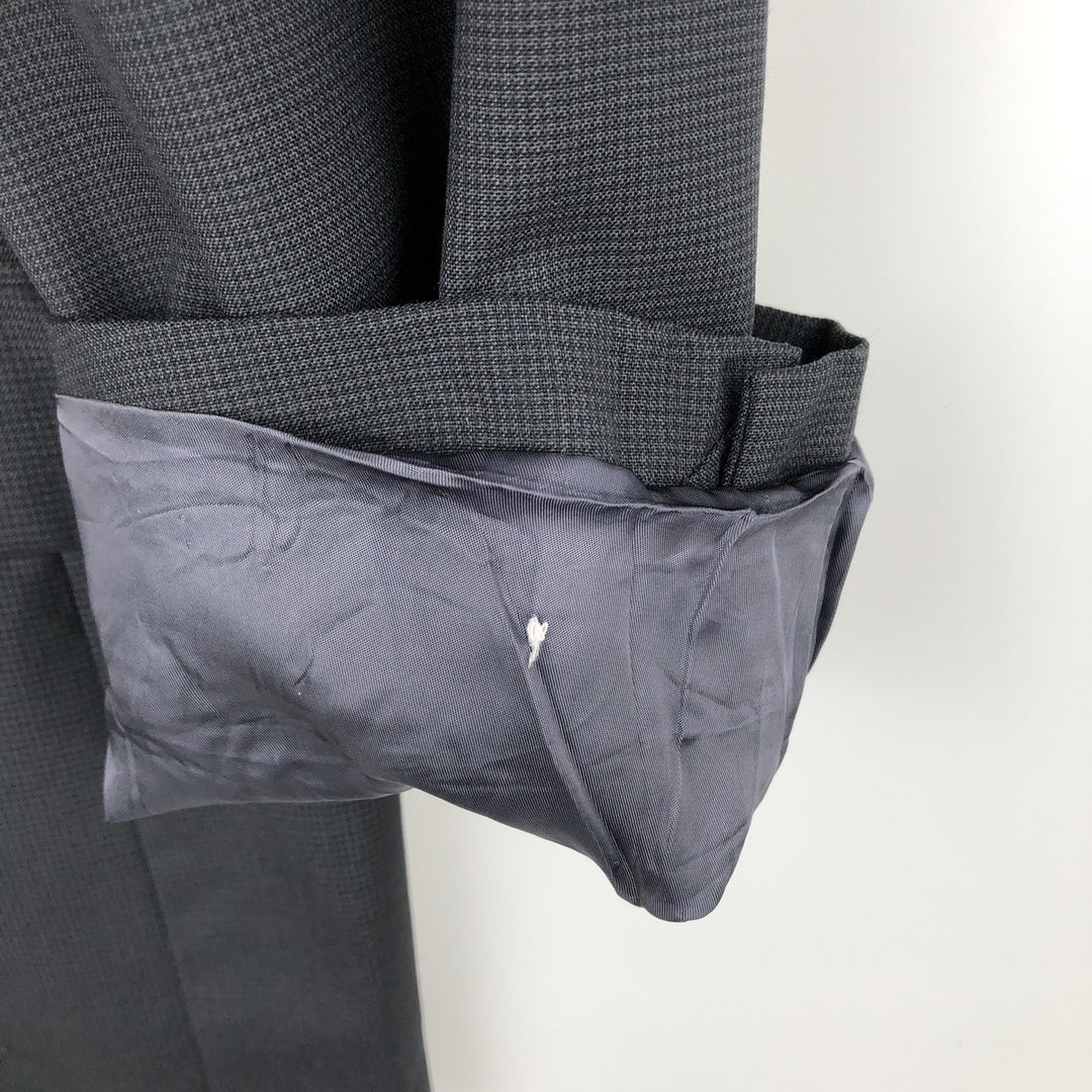 Nordstrom Check Pattern Wool Tailored Jacket, Made in USA, Men's Size L (approx.) wool Charcoal Vintage Second Hand
