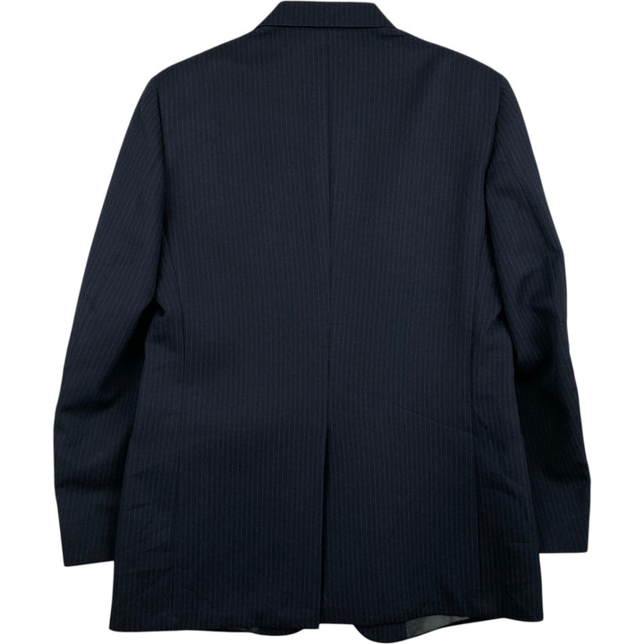 THE COMFORT SUIT Stripe Pattern Blazer Tailored Jacket, Made in USA, Men's Size M (approx.) polyester navy blue type Vintage Second Hand