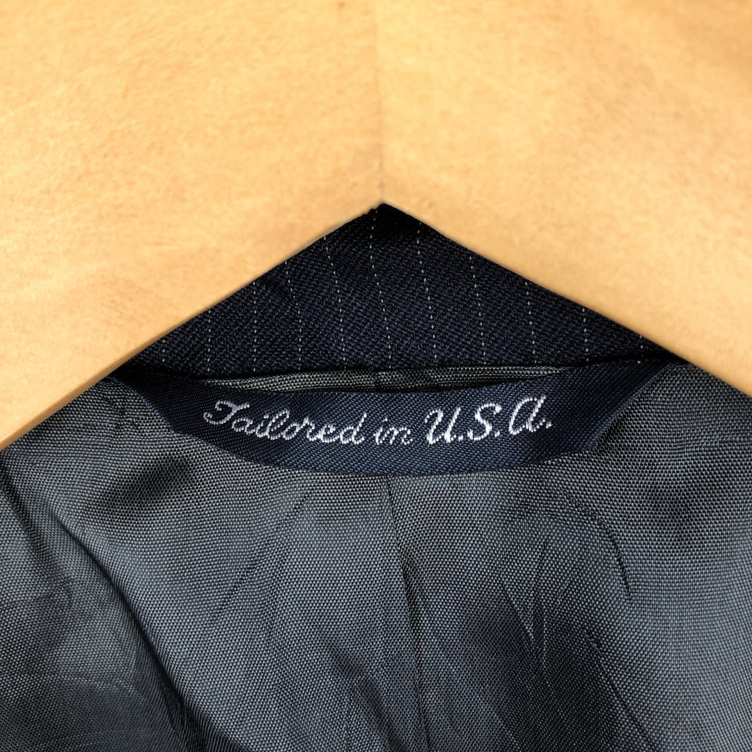 THE COMFORT SUIT Stripe Pattern Blazer Tailored Jacket, Made in USA, Men's Size M (approx.) polyester navy blue type Vintage Second Hand