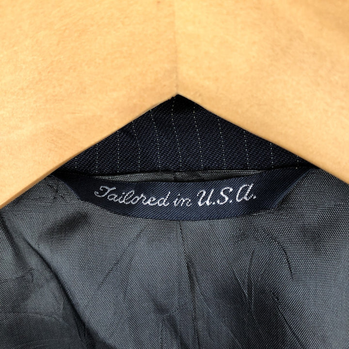 THE COMFORT SUIT Stripe Pattern Blazer Tailored Jacket, Made in USA, Men's Size M (approx.) polyester navy blue type Vintage Second Hand