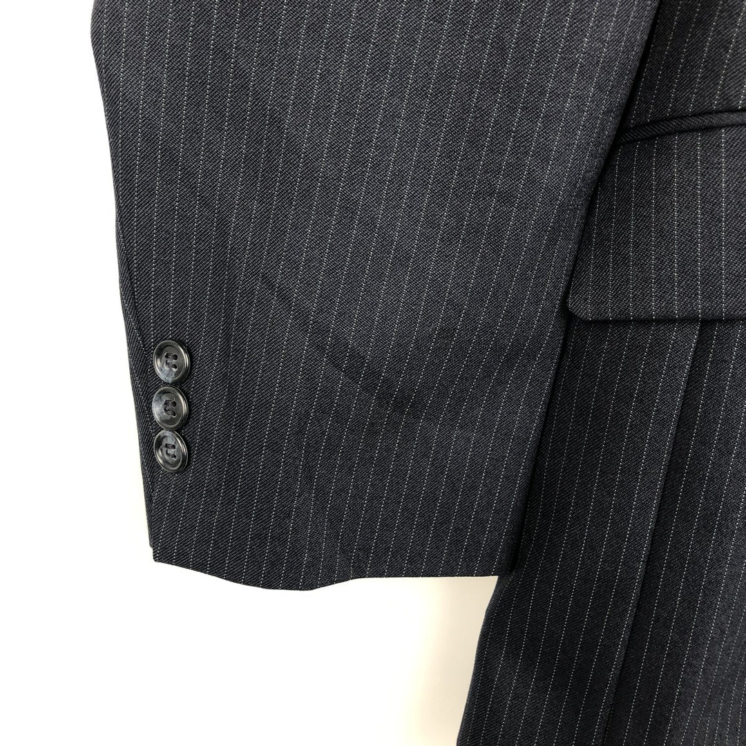 THE COMFORT SUIT Stripe Pattern Blazer Tailored Jacket, Made in USA, Men's Size M (approx.) polyester navy blue type Vintage Second Hand