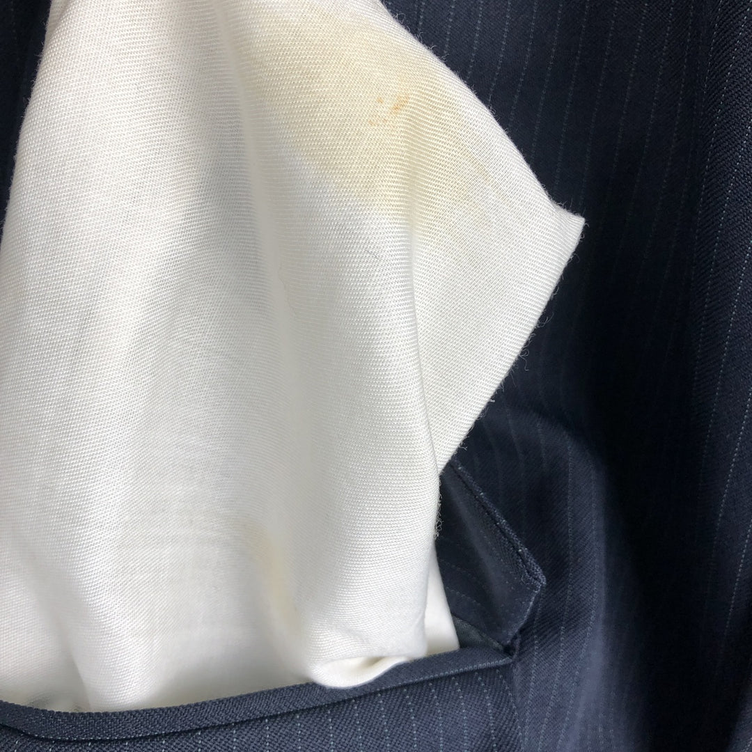 THE COMFORT SUIT Stripe Pattern Blazer Tailored Jacket, Made in USA, Men's Size M (approx.) polyester navy blue type Vintage Second Hand