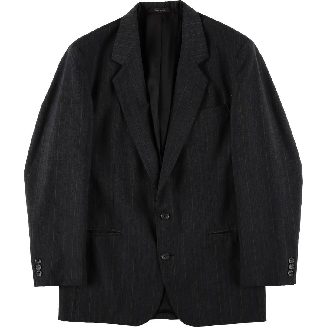 Haggar Gallery Stripe Pattern Blazer Tailored Jacket, Made in USA, Men's Size L (approx.) unclear Charcoal Vintage Second Hand