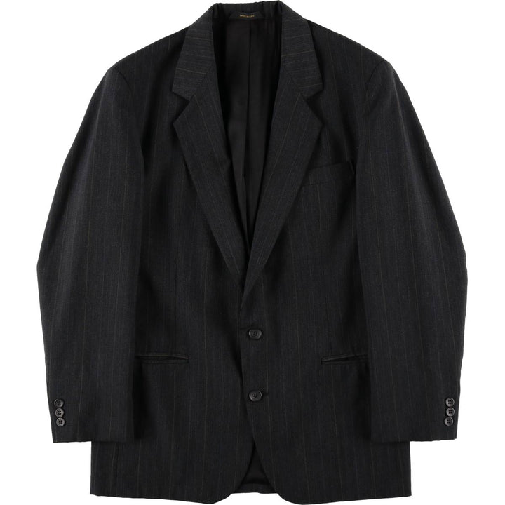 Haggar Gallery Stripe Pattern Blazer Tailored Jacket, Made in USA, Men's Size L (approx.) unclear Charcoal Vintage Second Hand