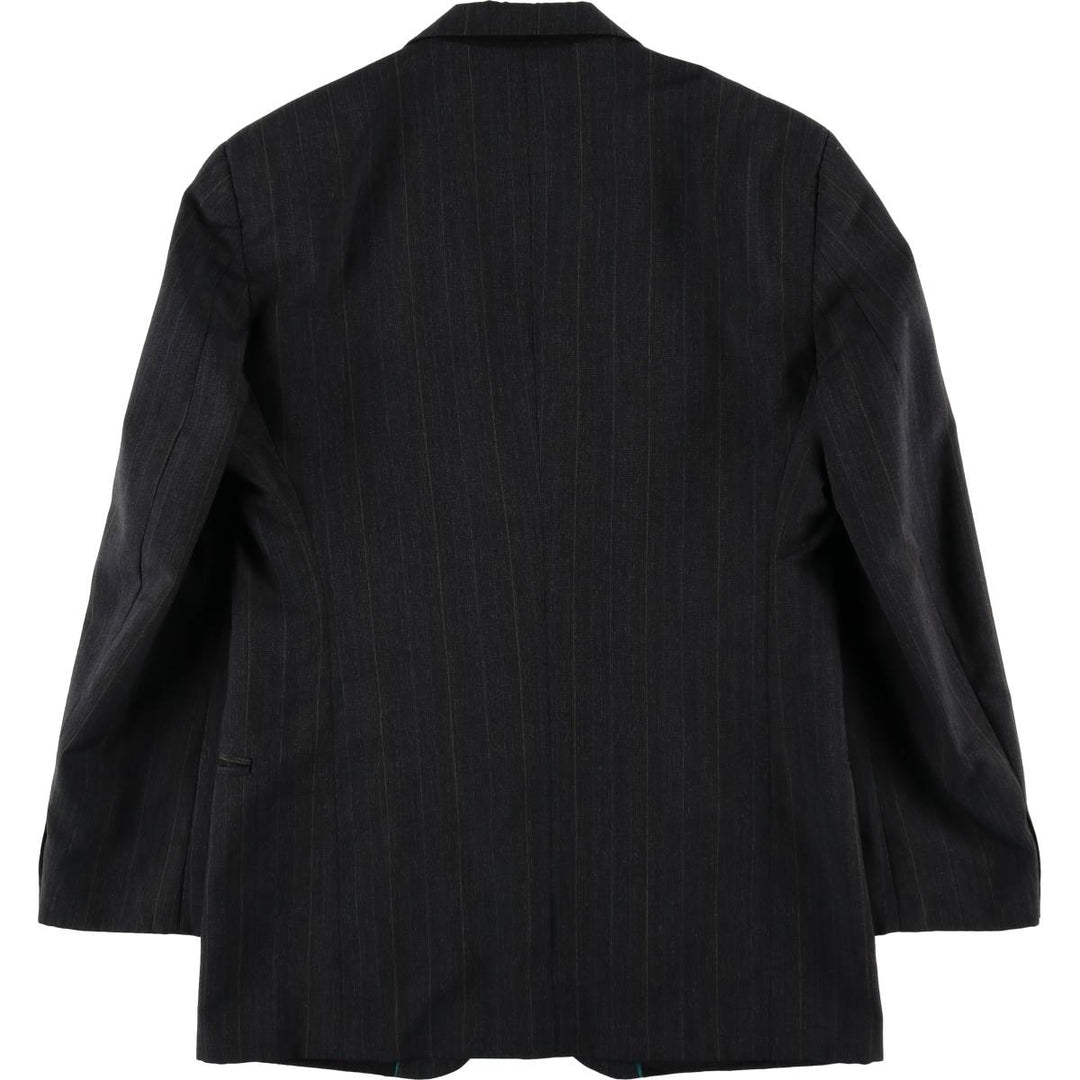 Haggar Gallery Stripe Pattern Blazer Tailored Jacket, Made in USA, Men's Size L (approx.) unclear Charcoal Vintage Second Hand