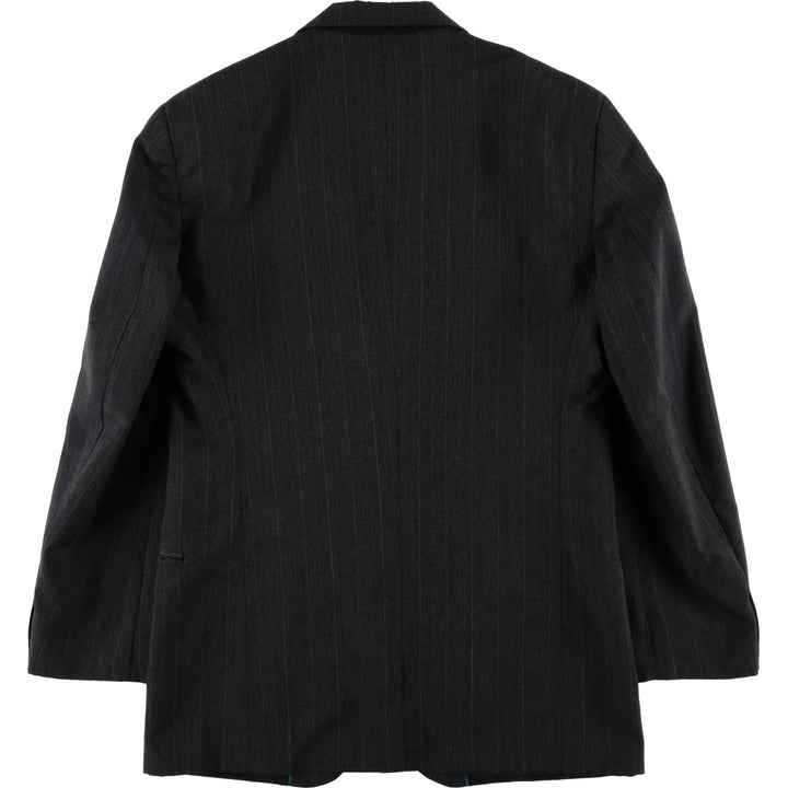Haggar Gallery Stripe Pattern Blazer Tailored Jacket, Made in USA, Men's Size L (approx.) unclear Charcoal Vintage Second Hand