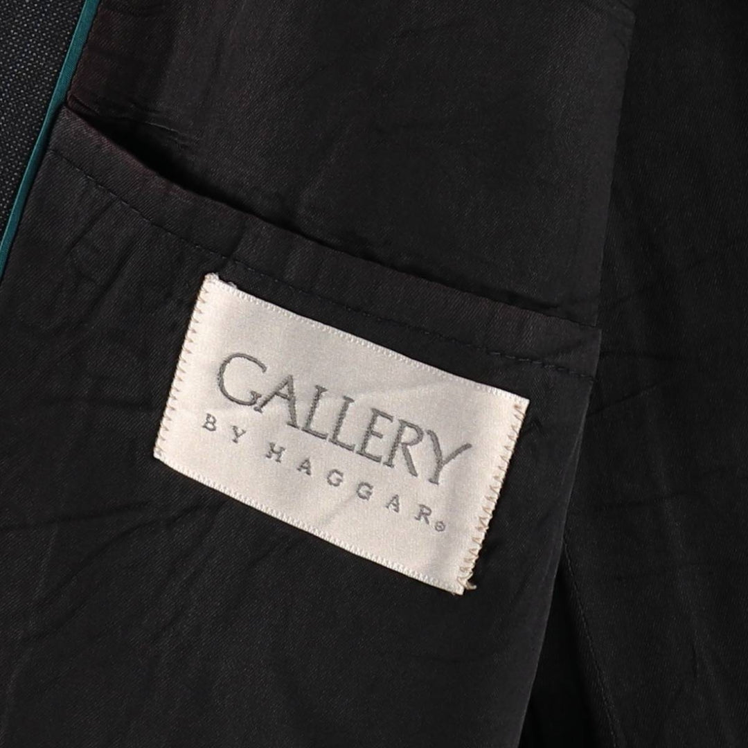 Haggar Gallery Stripe Pattern Blazer Tailored Jacket, Made in USA, Men's Size L (approx.) unclear Charcoal Vintage Second Hand