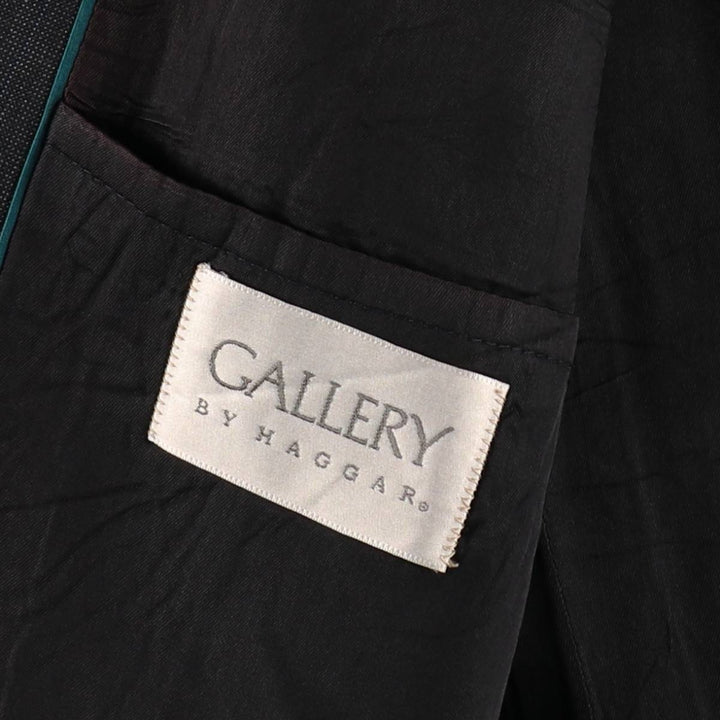 Haggar Gallery Stripe Pattern Blazer Tailored Jacket, Made in USA, Men's Size L (approx.) unclear Charcoal Vintage Second Hand