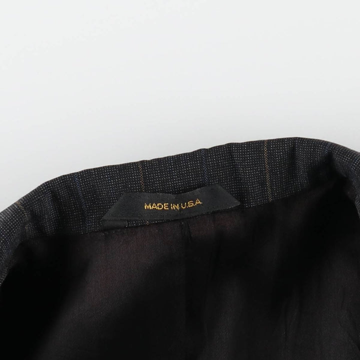 Haggar Gallery Stripe Pattern Blazer Tailored Jacket, Made in USA, Men's Size L (approx.) unclear Charcoal Vintage Second Hand