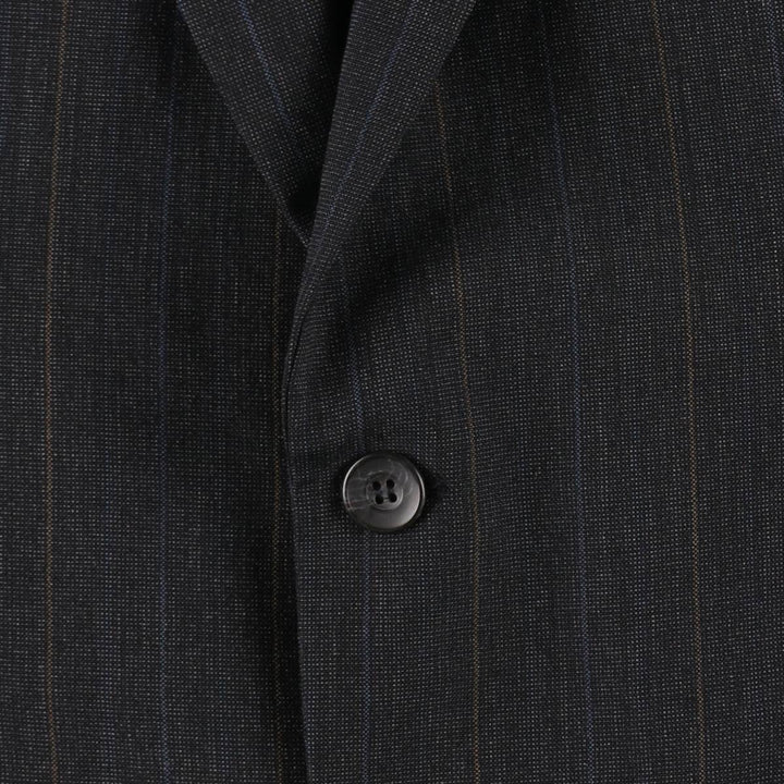Haggar Gallery Stripe Pattern Blazer Tailored Jacket, Made in USA, Men's Size L (approx.) unclear Charcoal Vintage Second Hand
