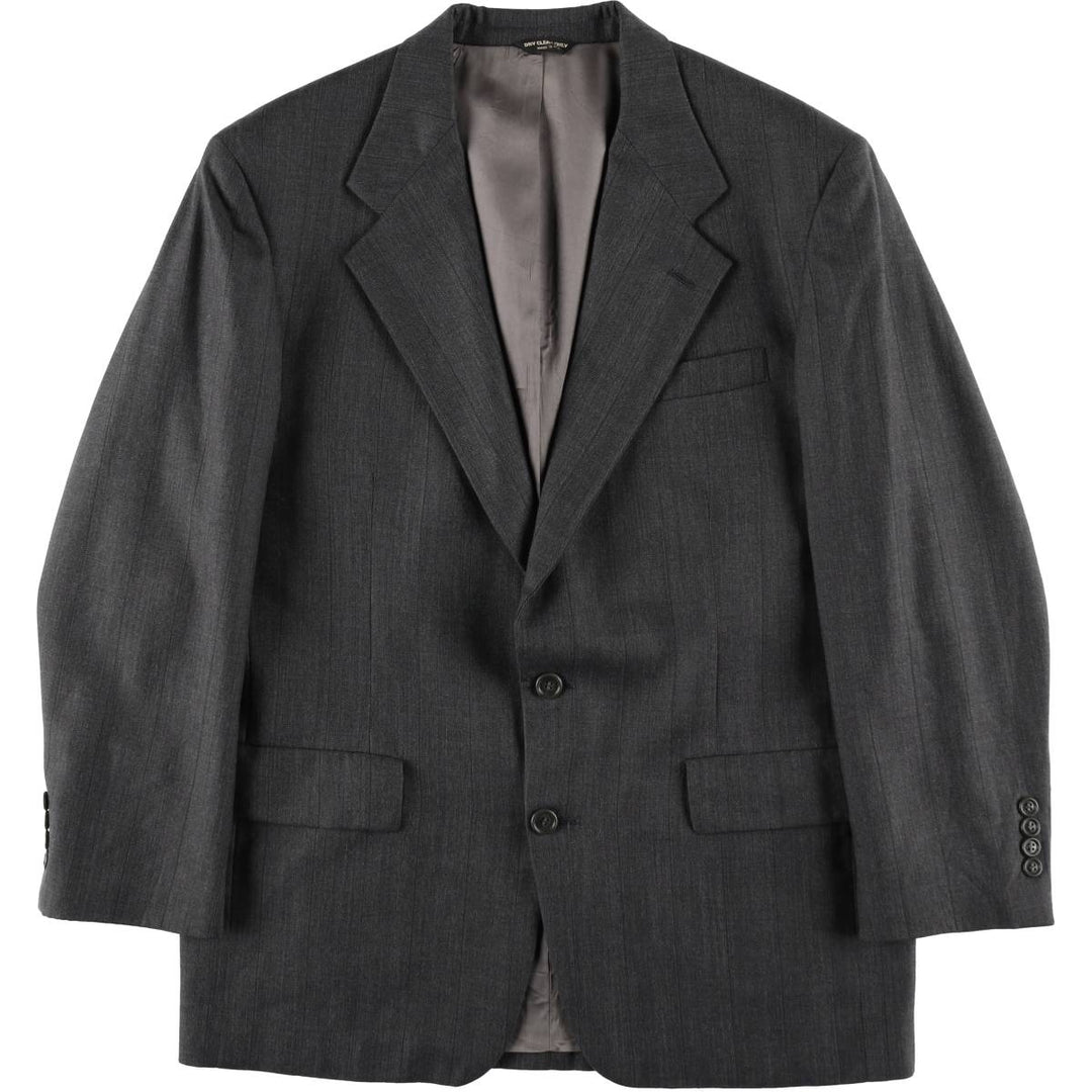 BILL BLASS Stripe Pattern Wool Tailored Jacket, Made in USA, Men's Size L (approx.) wool gray type Vintage Second Hand